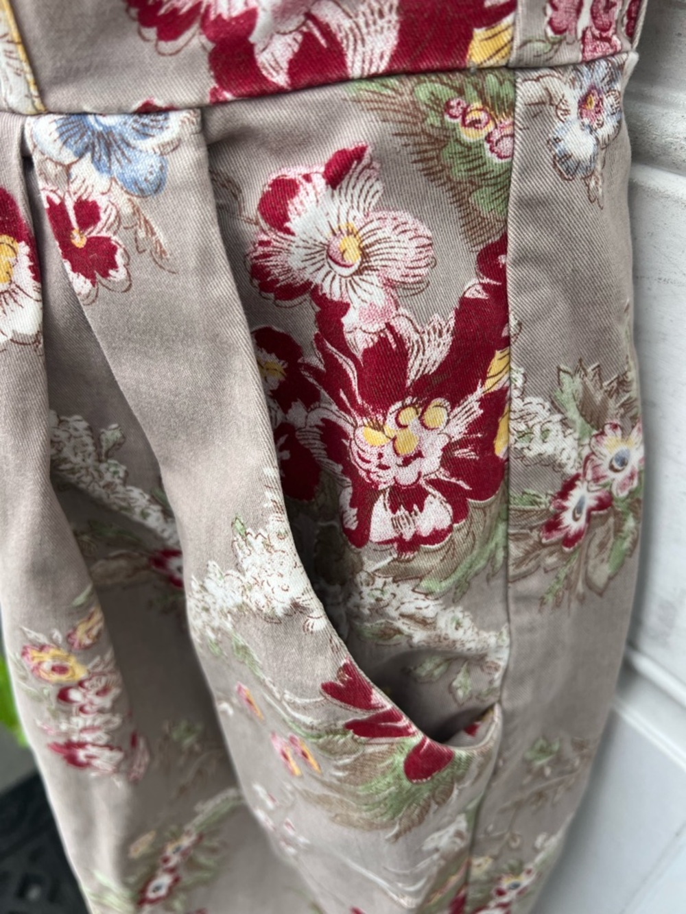 H&M Strapless Floral  Denim Sweetheart Midi Dress Gray Taupe Women's 4 Cottage - Picture 11 of 13